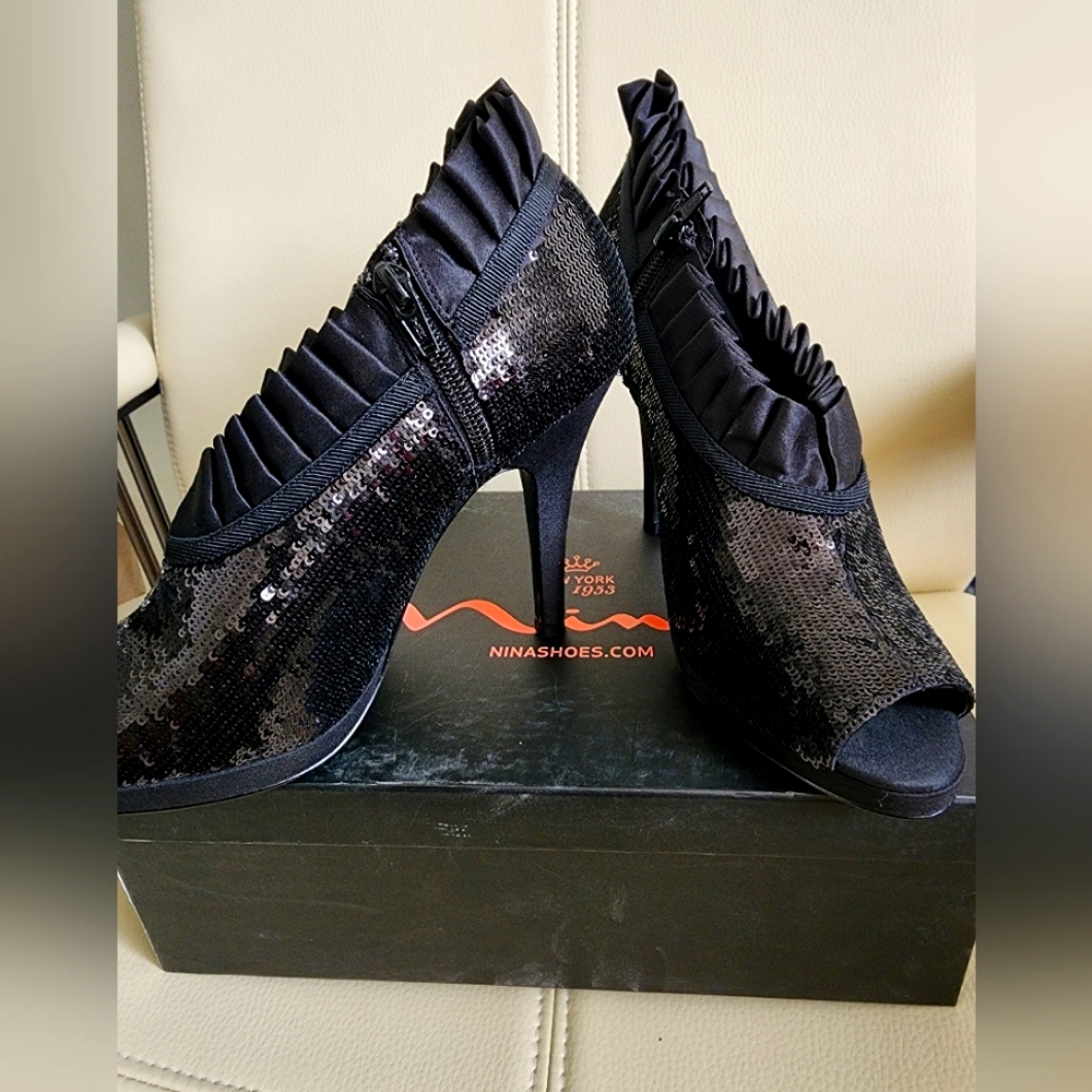 Black Sequined Nina Heels